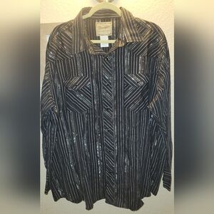 Lot Of 2 Wrangler Stripe Pearl Snap Western Style Long Sleeve Shirt Men's Sz 2XL